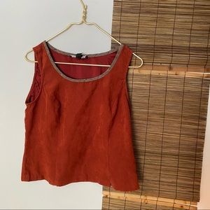 Vintage Retro Cropped Velvet Rust Orange with Plaid Trim